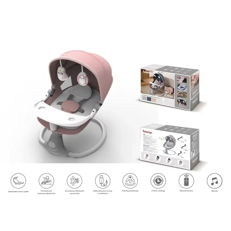 Modern design multifunctional baby electric rocker plastic rocker & child seat with dinner plate, suitable for families and