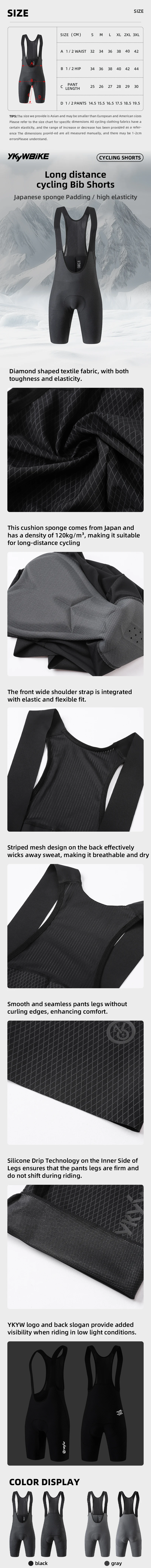 YKYWBIKE 2025 Sommer Radsport-Trägerhose Herren Nahtlose Tights Fahrrad-Trägerhose Kurze Hose 7 Stunden Langstrecken-Tauglichkeit – Detail 2