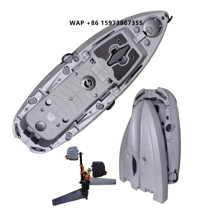 2.5m Pro Angler Plastic Folding Kayak Foldable/seperate Two Parts Fishing Kayak with Pedal System Aluminum Seat