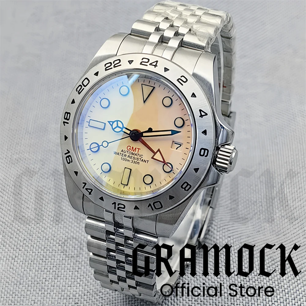 Gramock NH34A Automatic Mechanical Wristwatches 10ATM Waterproof 40mm GMT Function NH34 GMT Lume Mens Watch Dress Man Reloj