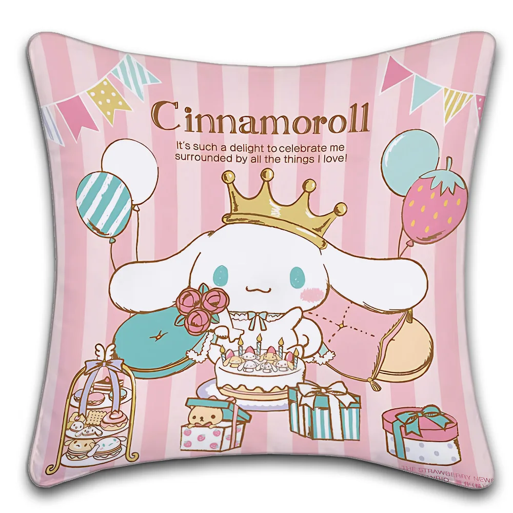 Sanrio Cinnamoroll Logo  Pillow Cushion Cover Pillowcase Living Room Sofa Home Decor Customized