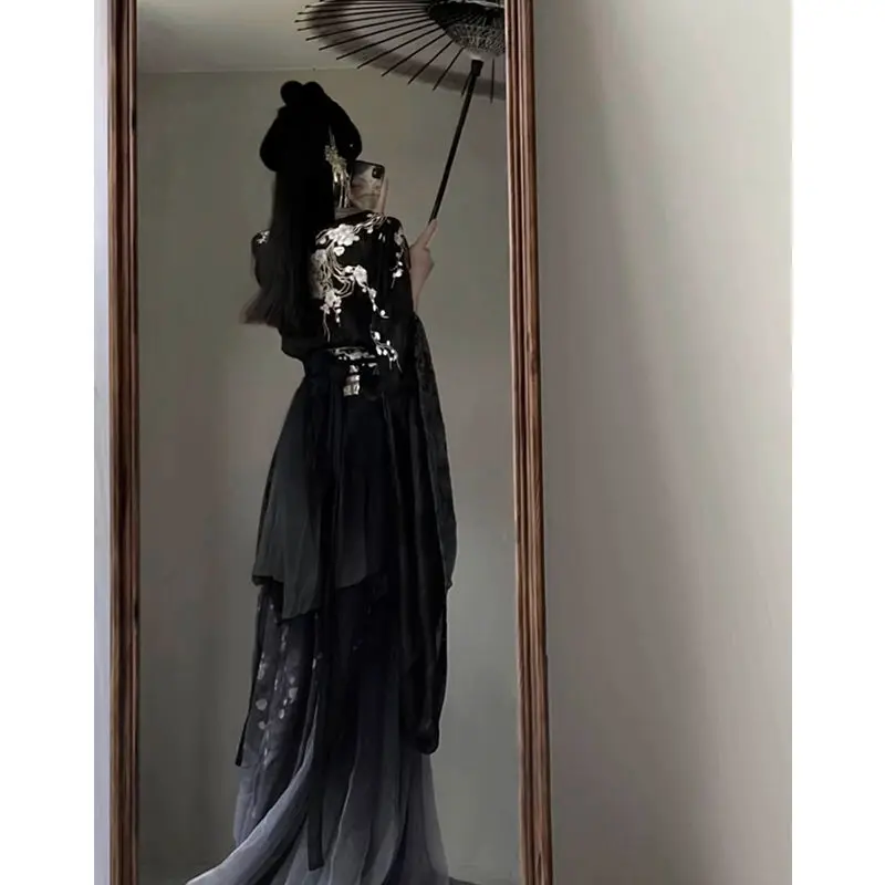 Southern and Northern Dynasties Qing Cold Wind Heavy Industry Embroidery Waist Skirt Set Hanfu Jianghu Martial Arts Style