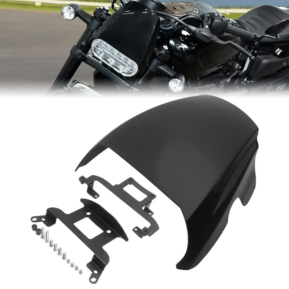 Front Headlight Fairing Mask-Cowl Black Motorcycle Parts For Harley Sportster S RH1250S 2021-2026 Headlamp Cover Gloss Black