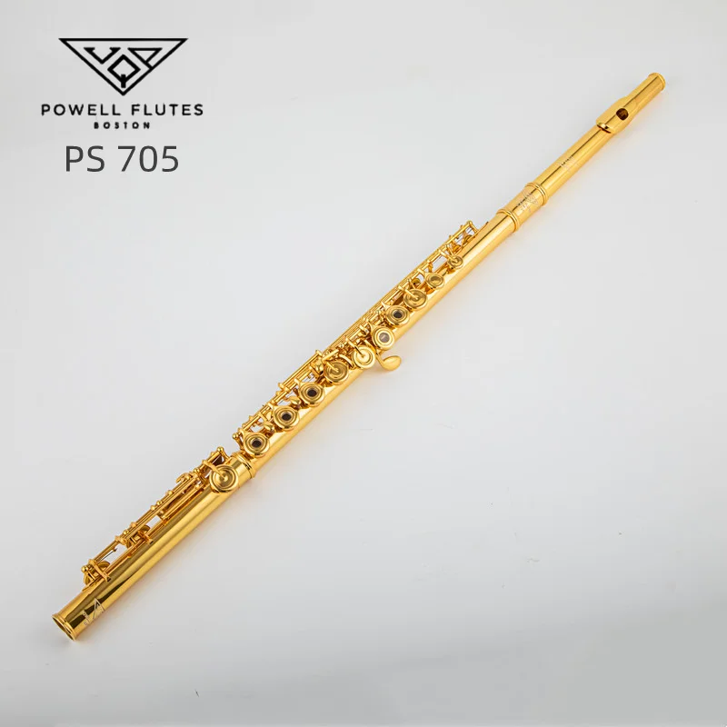 USA Powell PS705 Flute Professional Cupronickel Opening C Key 17 Hole Flute 18k Gold Plated Musical Instruments With Case