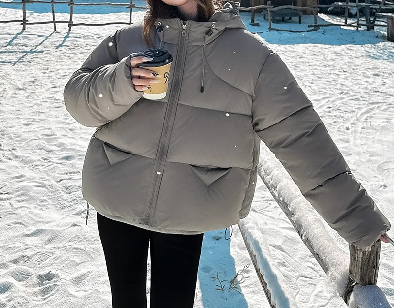 Down and Cotton Jacket for Women in Winter 2025, Thick Hooded Short Cotton Jacket, Bread Jacket, Small Jacket