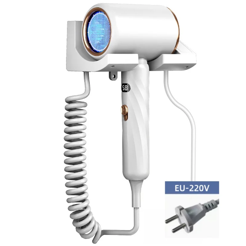 2026 Hotel Specific Hair Dryer, High-Speed Silent, Negative Ion Digital Display, No Drilling, Wall Mounted Bathroom, Toilet view 4
