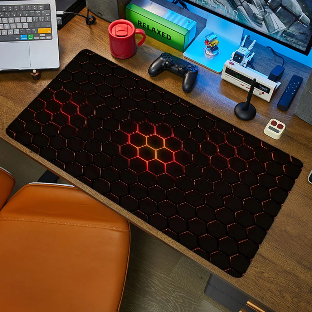 Xxl Mouse Pad Gamer Geometric Desk Mat Office Accessories Gaming Pc Computer Table Mousepad Anime Large Mats Mause Pads Setup