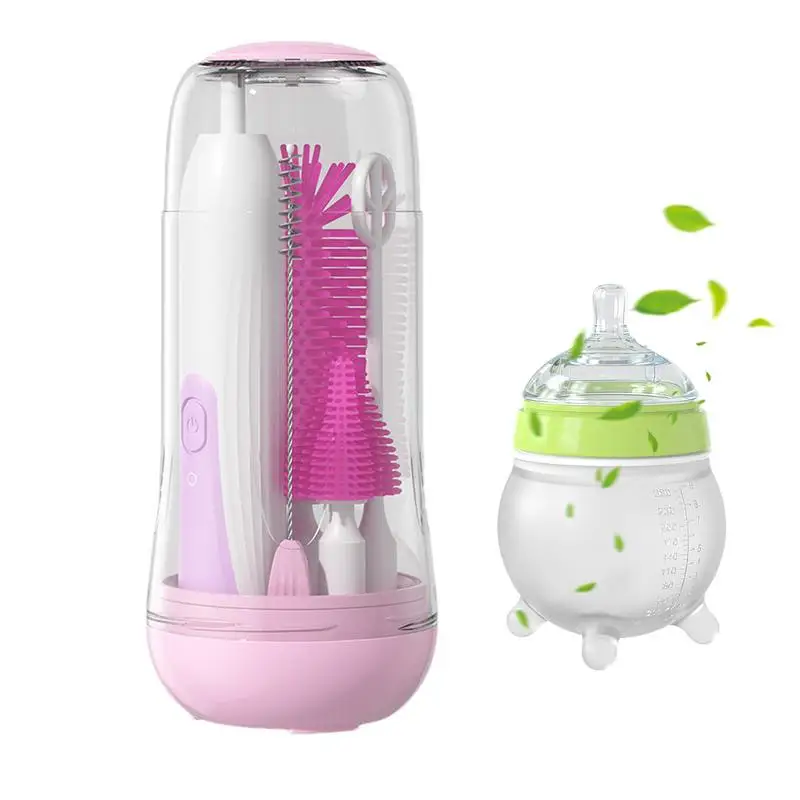 

Electric Bottle Brush Cleaner Rotating Rechargeable Baby Bottle Cleaner Set 2 Speeds Portable Cleaning Set Includes Storage Box