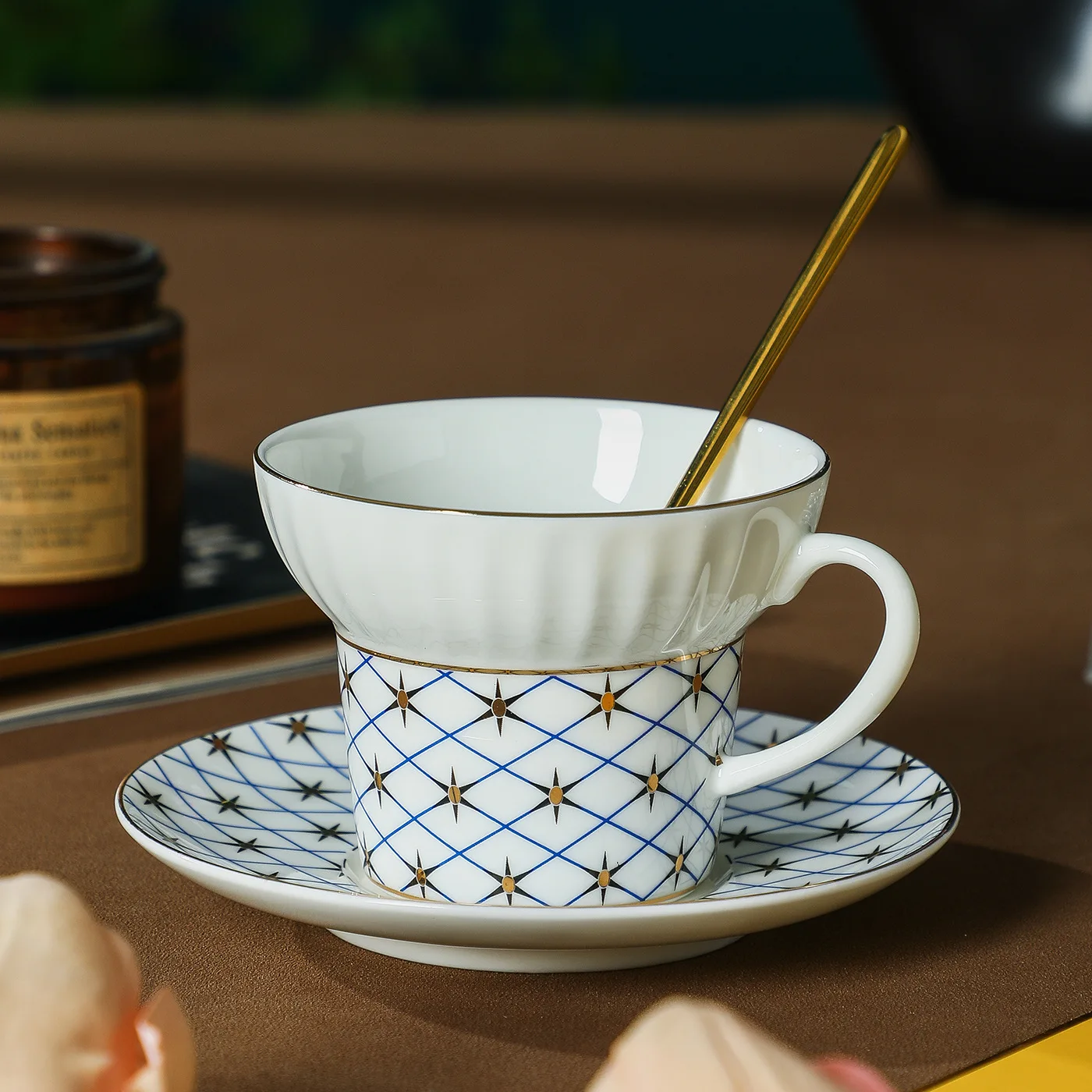 HT ceramic bone china coffee cup and saucer set, premium high-end afternoon tea set, tea cup gift box.