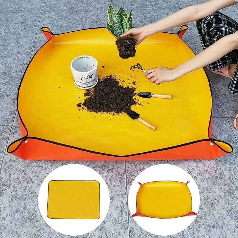 Planting Mat 50cm-66cm Gardening Potting Pad Foldable Garden Plant Flower Pot Transplanting Waterproof Mats Plant Accessories