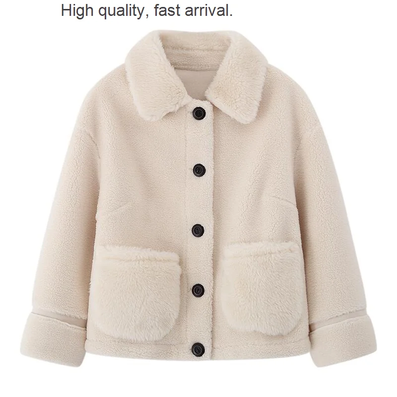 Coat Lamb Plush Women's Short Small Fleece-Lined Thickened New Early Winter Grain Fur women coat