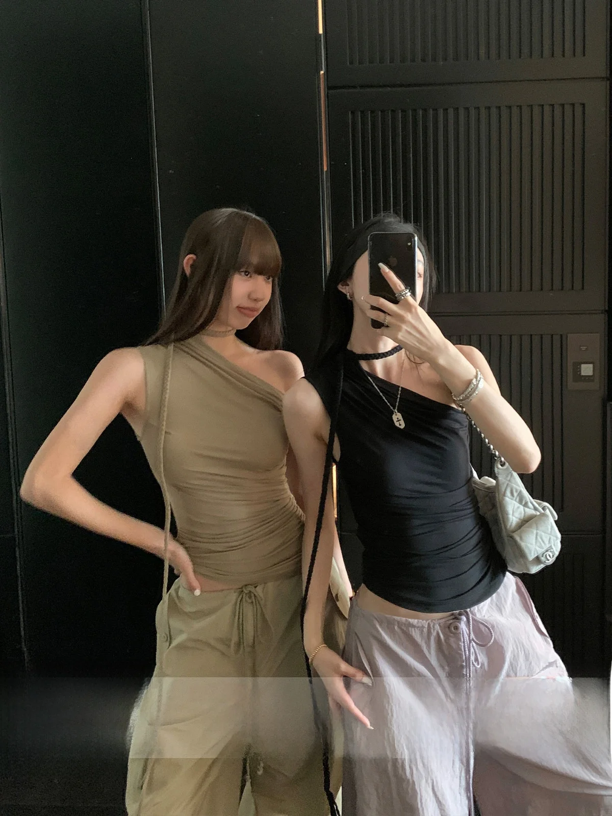 

Summer Design Sensual Shoulder Bared Sleeveless Shirt Women's Fashionable Overshot Weaving Belted Chic Top Breathable Regular...