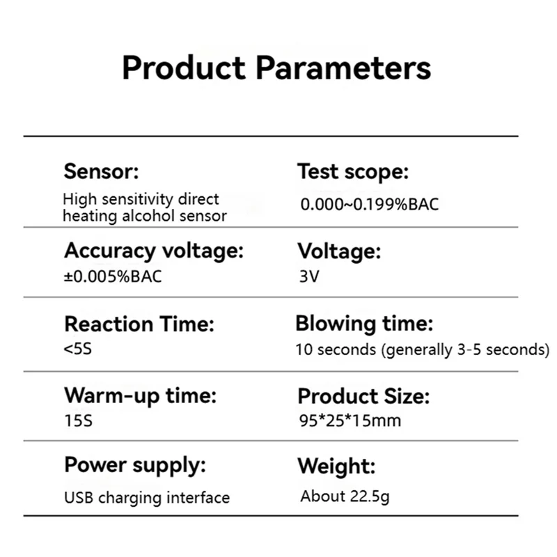 FORW-Compact Highly Accurate Alcohol Detector Rechargeable Long-Lasting Breathalyzer G1 Multi-Language Tester