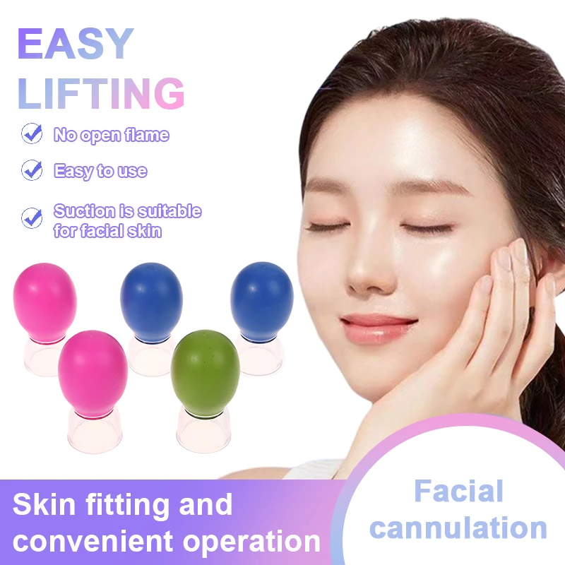 Silicone Cupping Massage Cup para o corpo, rosto, pescoço, massageador dos olhos, tanque de vácuo, cuidados faciais, Anti-Aging Beauty Tool, 5pcs