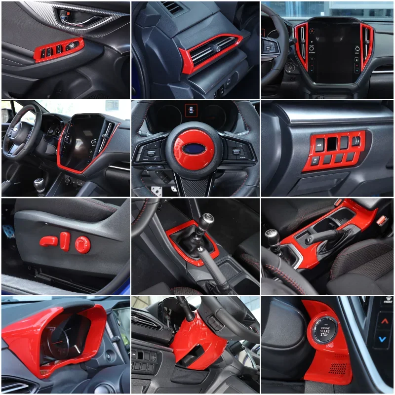 

For Subaru WRX 2022-2024 ABS Red Car Navigation Screen Gear Glass Lift Panel Decorative Frame Cover Interior Accessories