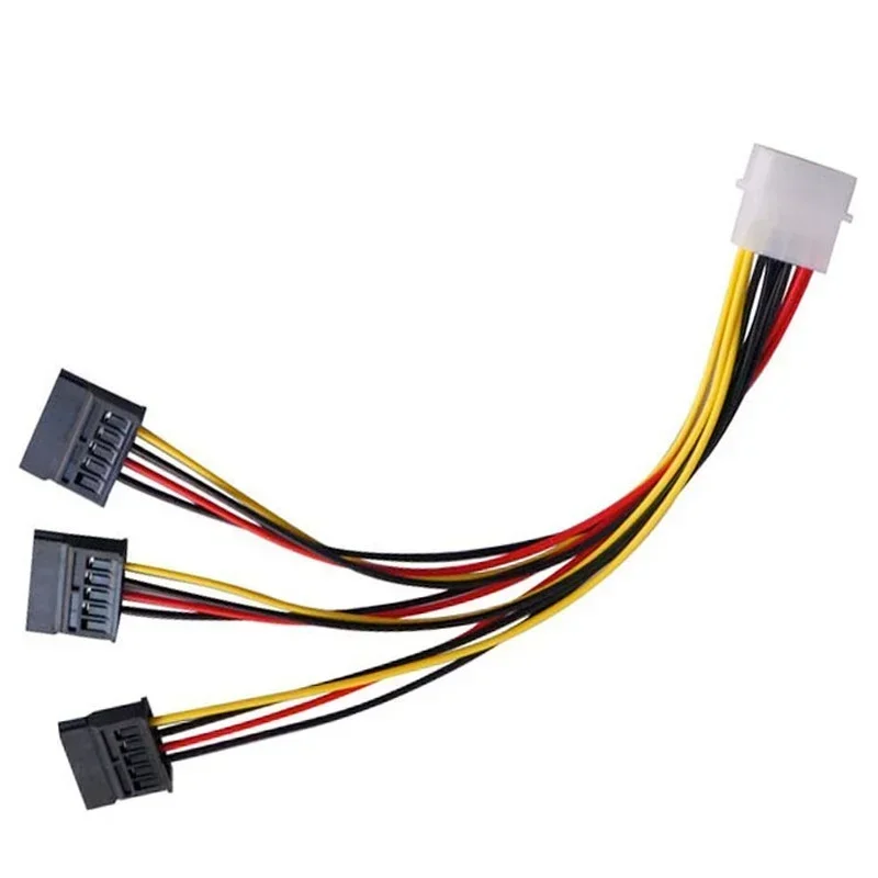 22cm IDE 4Pin Male To 3 Port SATA Female Splitter Hard Drive Power Supply Cable SATA Adapter Wire Hardware Cables