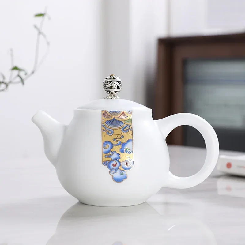 Handmade Ceramic Tea Set Household Tea Pot 220ml Chinese Porcelain Xishi Teapots Hole Filter travel Portable Kettle tea set