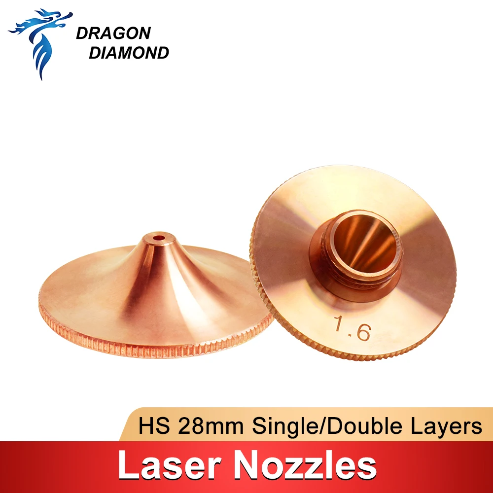 Dragon Diamond Laser Nozzle Single Double Layer Dia.28/32mm Caliber 0.8-4.0 For Raytools Precitec WSX Fiber Laser Cutting Head