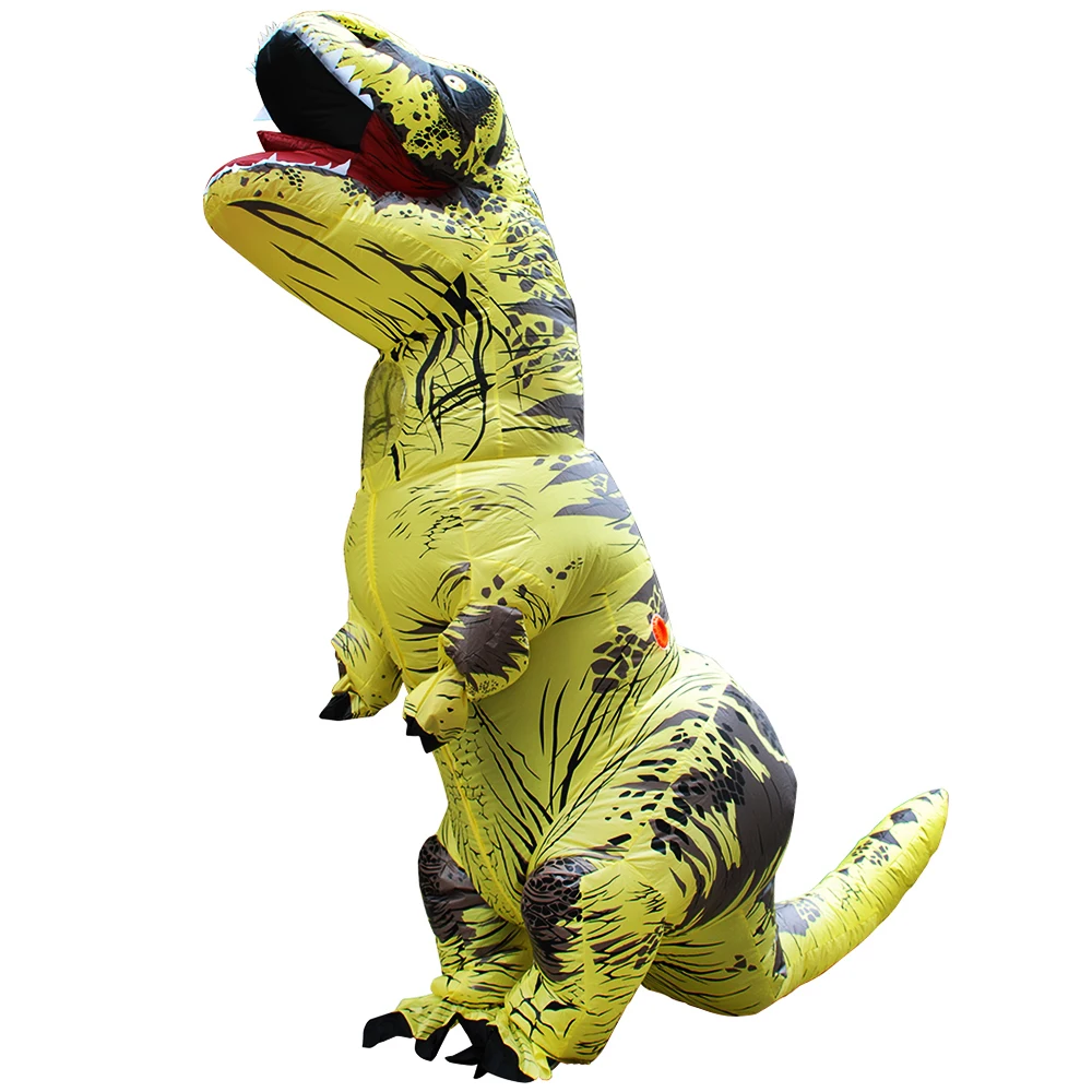 

Funny Yellow Inflatable Dinosaur Costumes Adult Carnival Mascot Cosplay Halloween Women Man Christmas Dress