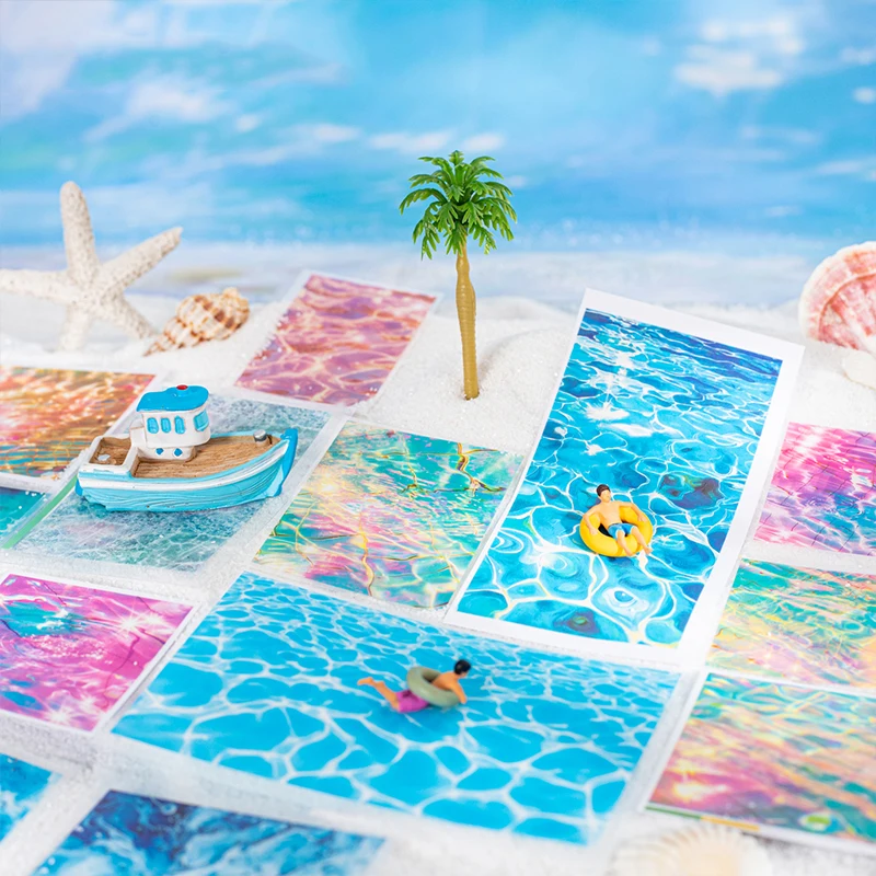 

Часы серии «Морской план», винтажный персонаж, водный узор, пейзаж, наклейка, книга, креативный журнал, материал, канцелярские принадлежности для коллажа