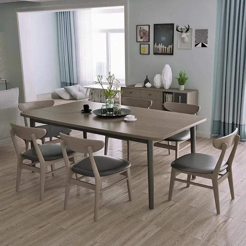 Dining table and chair combination, modern minimalist ash wood leg  table, rectangular  table Nordic dining table