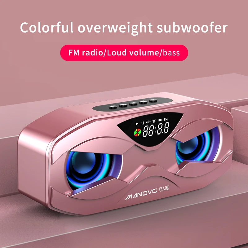 Mini Portable Bluetooth Speaker Home 6D Surround Stereo Subwoofer with Led Clock RGB Cool Lighting Outdoor Party Subwoofer FM