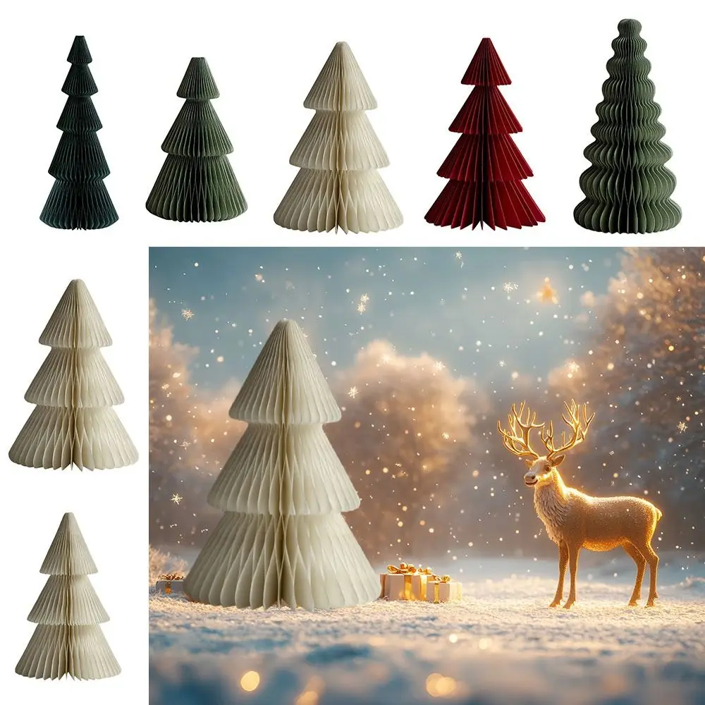 15/20/25/30cm Origami Christmas Tree Ornament Scene Props Santa Claus Mini Christmas Tree Atmosphere Decoration