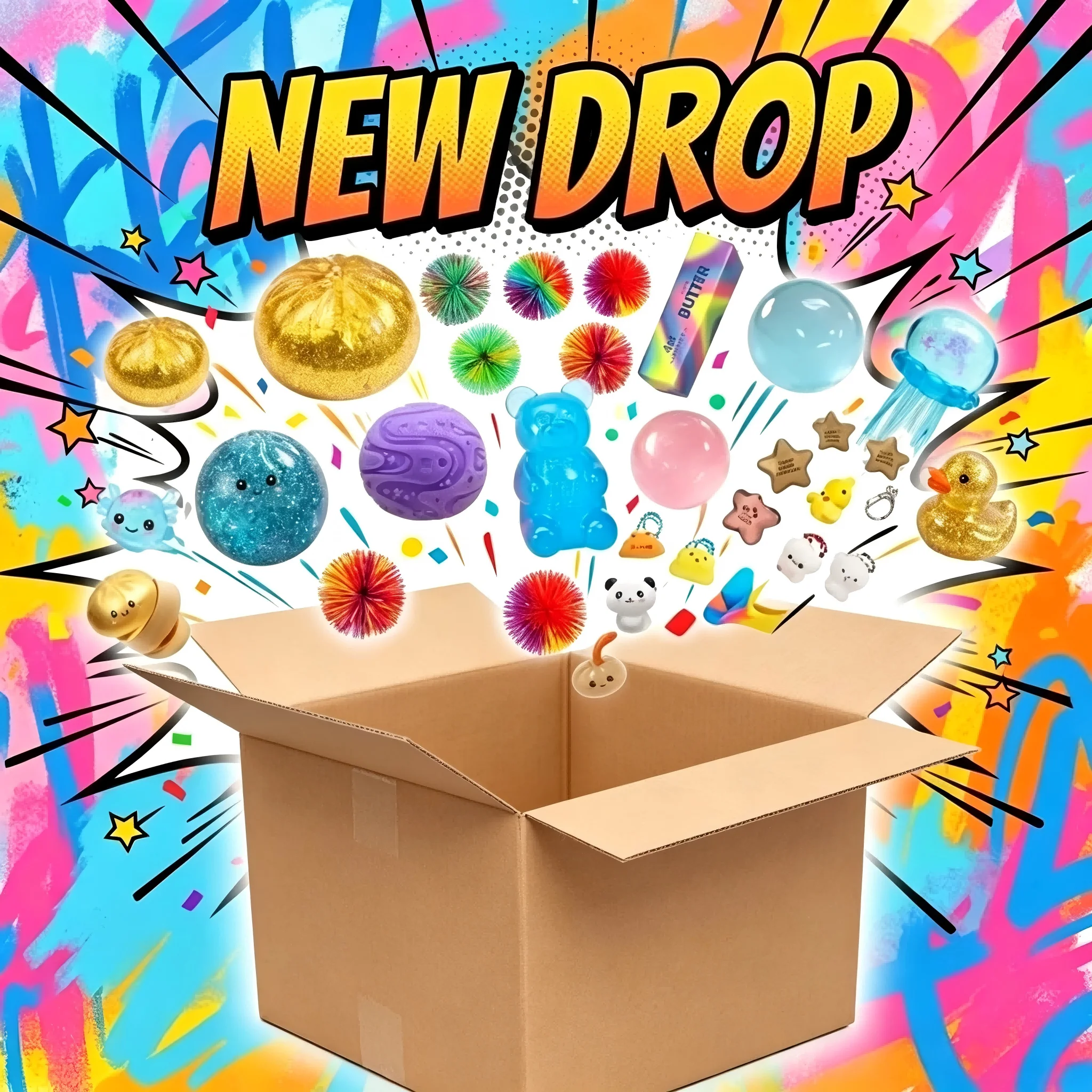 Beliebte Blind-Box-Käsewürfel-Keks-Squishy-Spielzeuge, simuliertes Essen zum Stressabbau, niedliche Fuß-Quetschspielzeuge zur Stressreduzierung