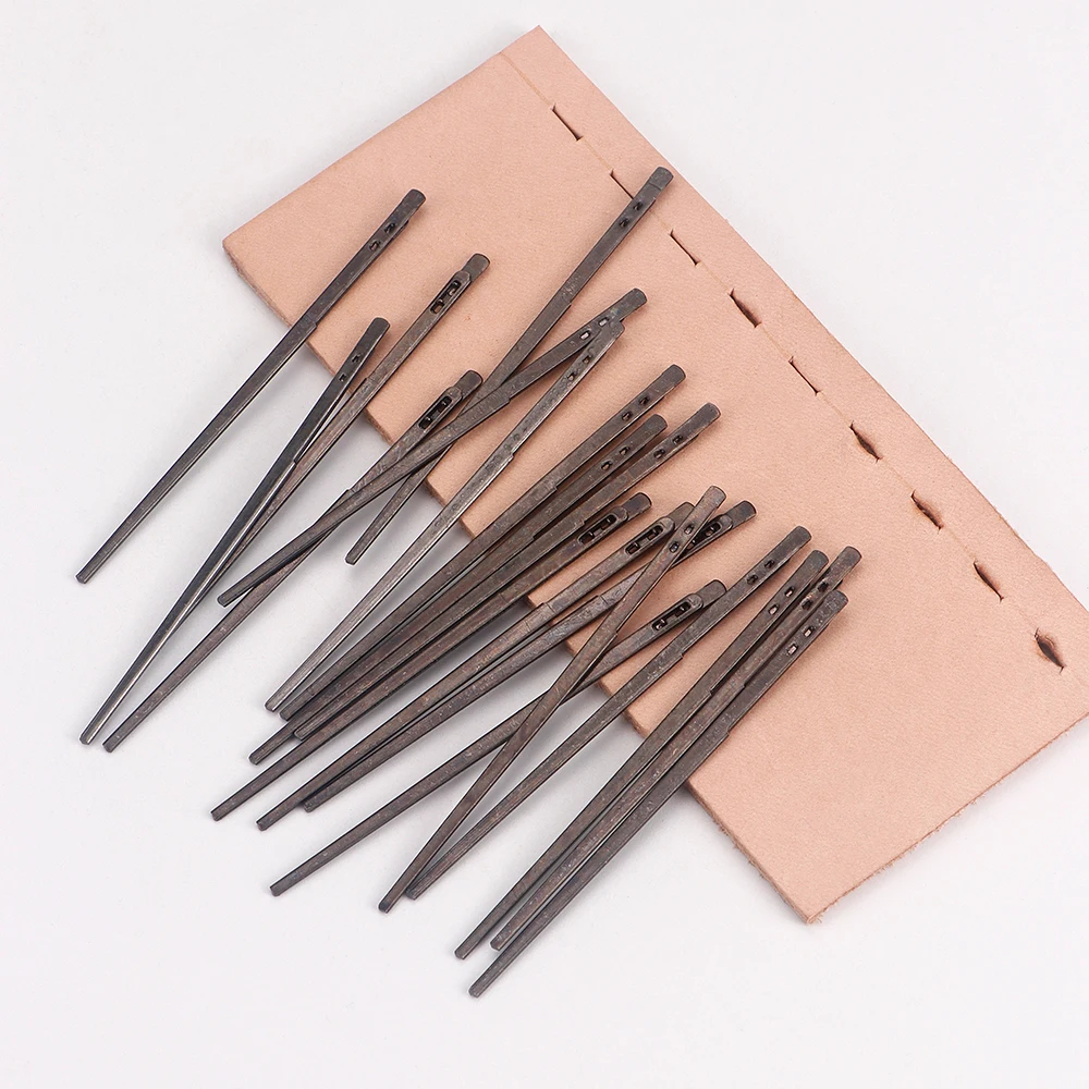 

2 шт. иглы для шнуровки кожи - игла для изготовления кожи с плоской головкой для ручного шитья кожаного шнура, дизайн с одним и двойным отверстием