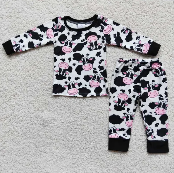 

Wholesale Clothing Boys Cow Pajamas Sets for Autumn Infants boys clothing