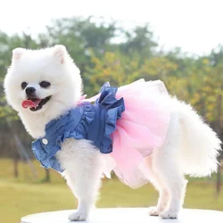 Vestido de tul verano para perros y gatos con lazo - estilo princesa
