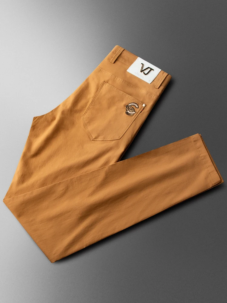 

Busin Casual Orange Pants Straight Leg Slim Fit Men's Faionable Versatile Long Trousers Thin Spring New Arrival