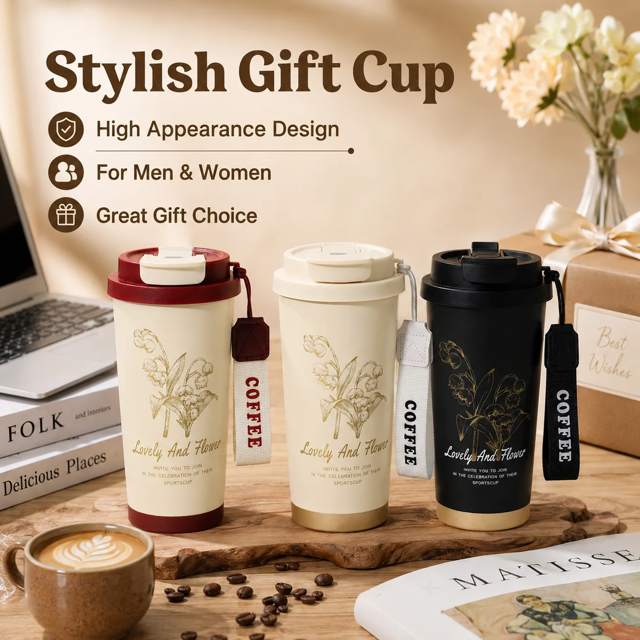 530ML Stainless Steel Insulated Coffee Cup Portable Travel Tumbler Thermal Mug for Men Women Gift