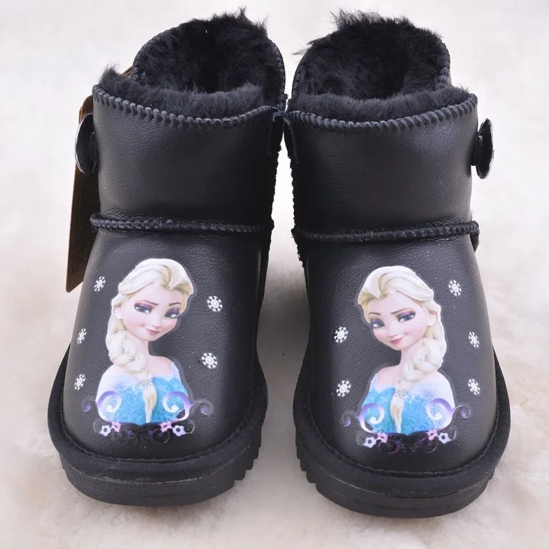

Однотонные ботинки принцессы с героями мультфильмов «Холодное сердце» для девочек Диснея, модные ботинки плюс бархатная детская обувь