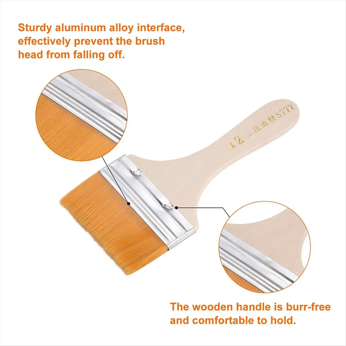 A72P 15pcs Paint Brushes Paint Brush Nylon Flat Wall Paint Brush Soft Bristle with Wood Handle for Painting DIY 3 Inch