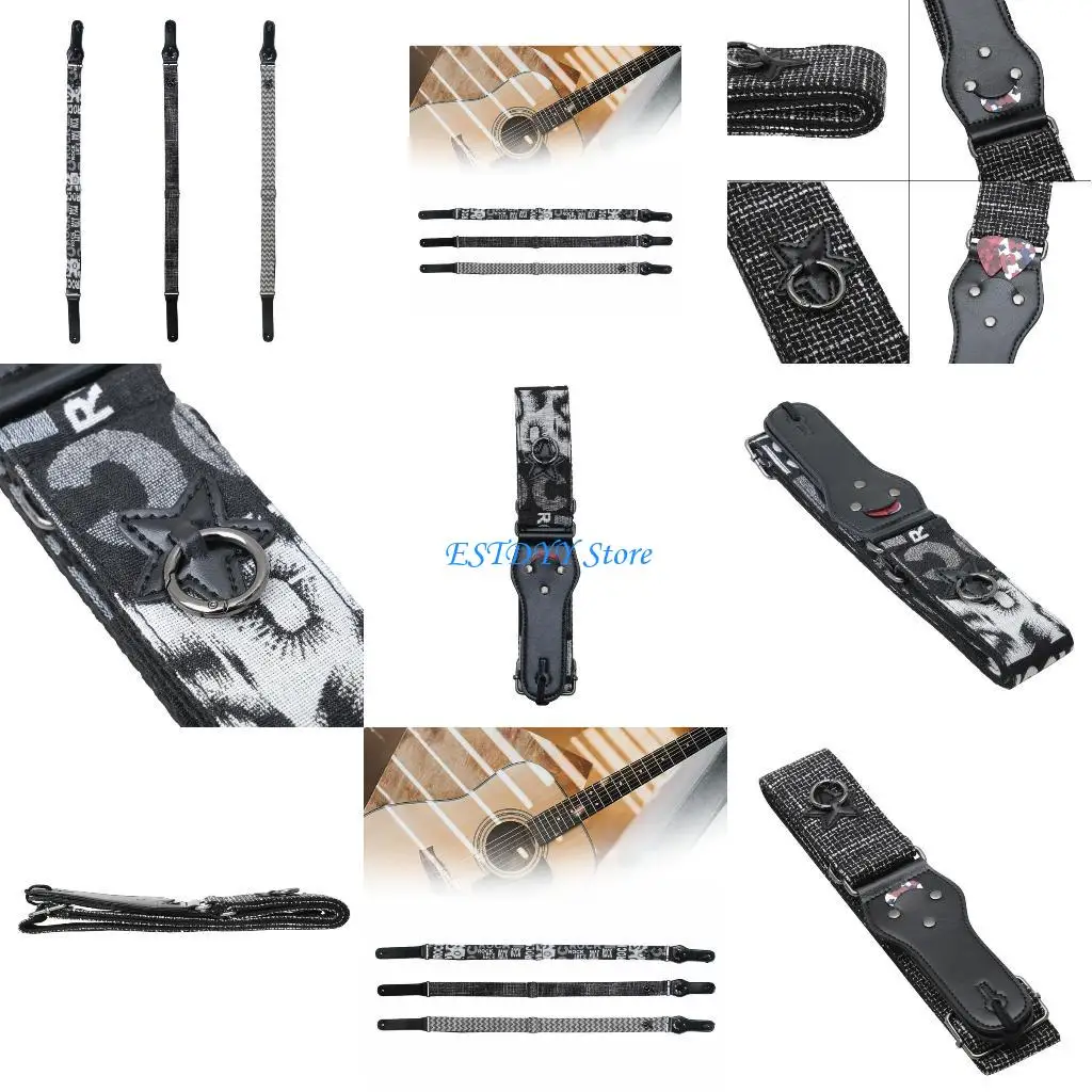

G6DE PU Leather Ends Adjustable Cotton Electric Guitar Strap Acoustic Guitar Bass Strap Belt for Kids, Men, Women, Guitarist