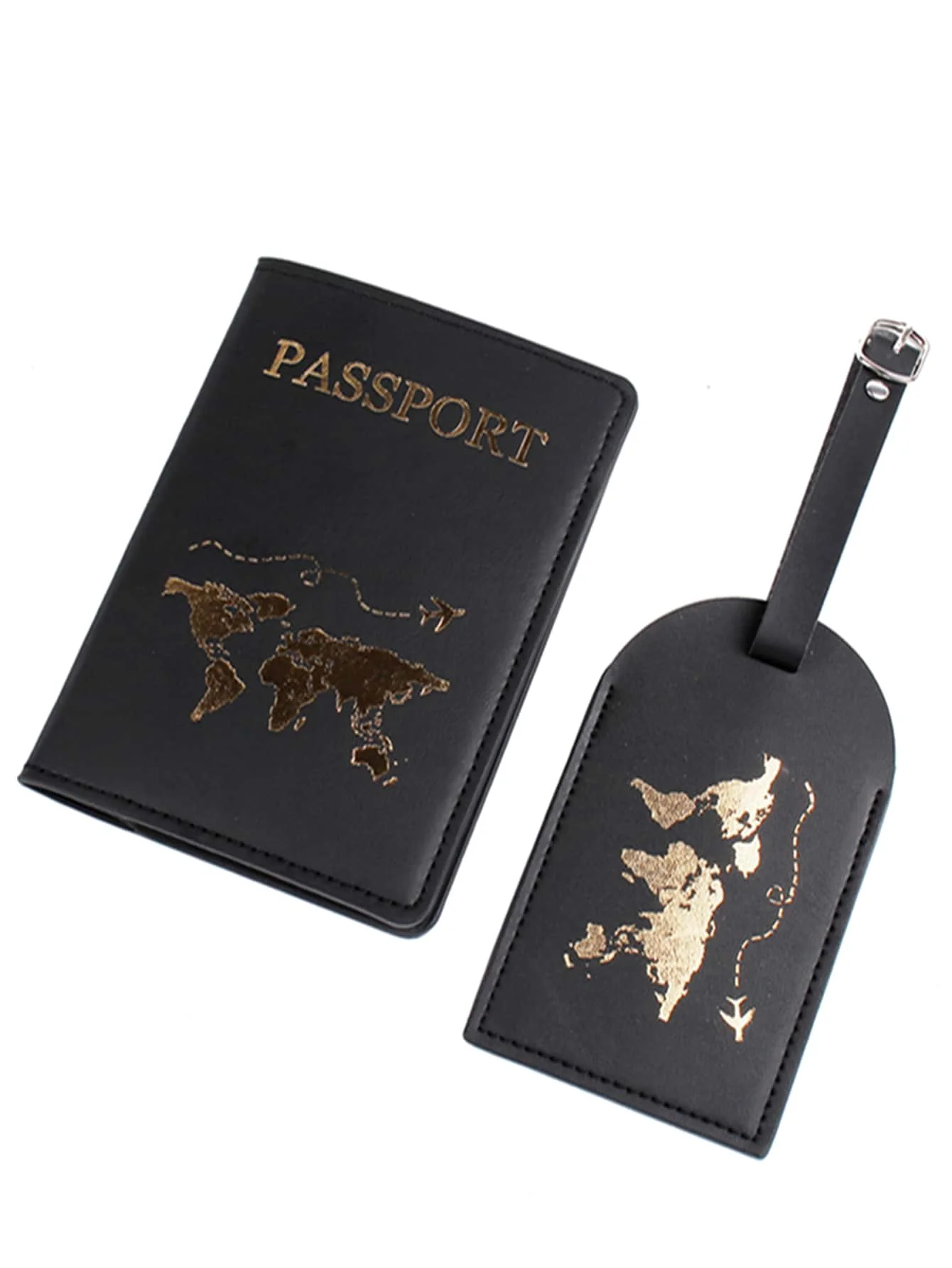 2 Teile/satz Passport Abdeckung Gepäck Koffer Tag Mit Name ID Karte Anti-verloren PU Leder Brieftasche Reise Zubehör Für flug Paare – Detail 4