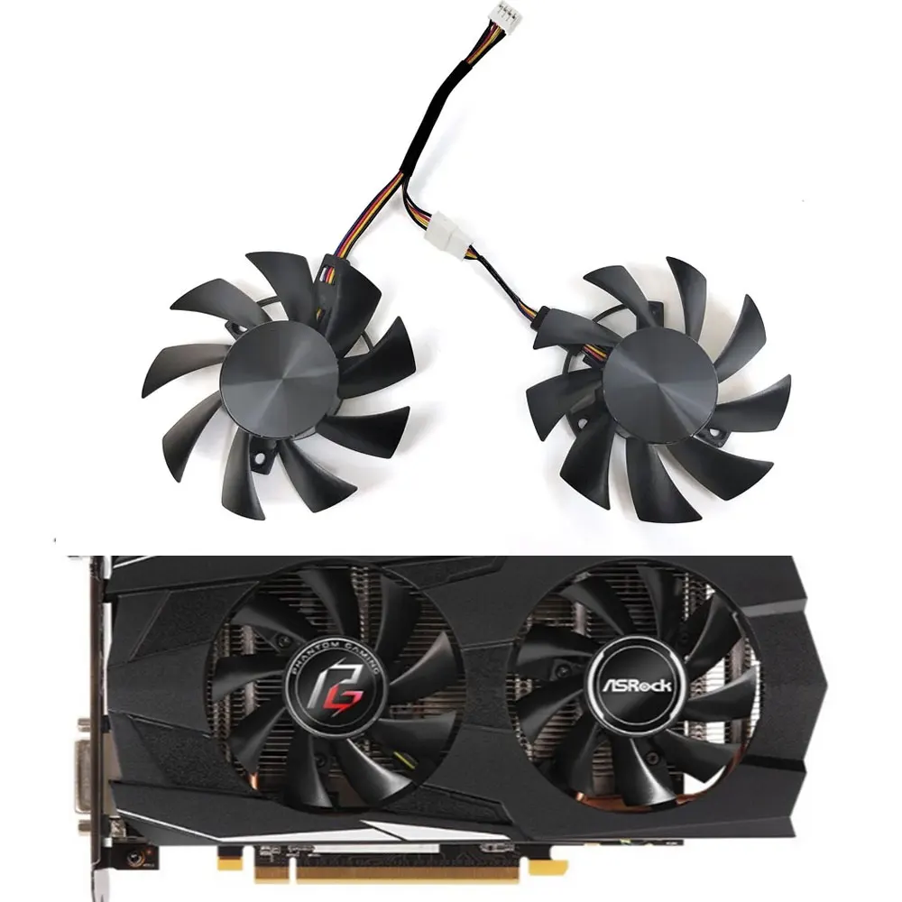 75mm FD8015U12D RX580 RX570 Video Card Fan Replacement For ASrock RX 570 580 Phantom Gaming Graphics Card Cooler