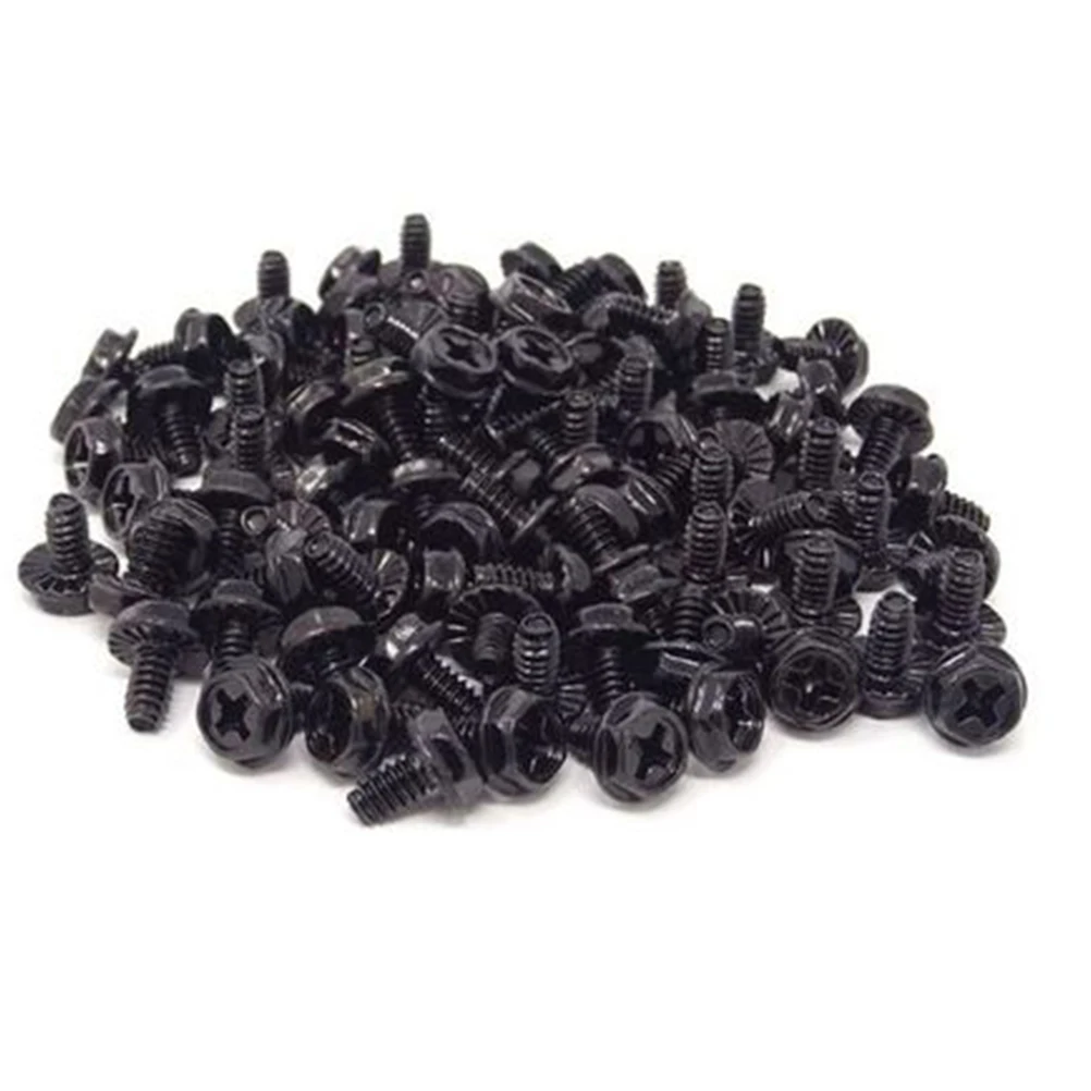 

100 pcs Computer Case Screws PCI Slot Fastener Black 6#-32*6 High Quality Metal Long Life Perfect Building Computers