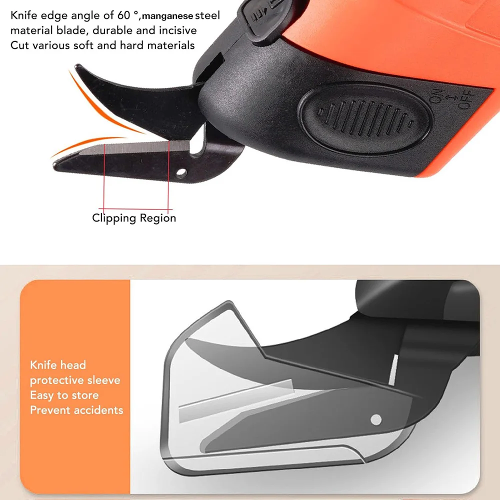 Ciseaux électriques 4V, tondeuses de tailleur professionnelles, outils de coupe de tissu, de cuir et de carton, lames en acier au manganèse, ciseaux électriques rechargeables USB domestiques, lames remplaçables