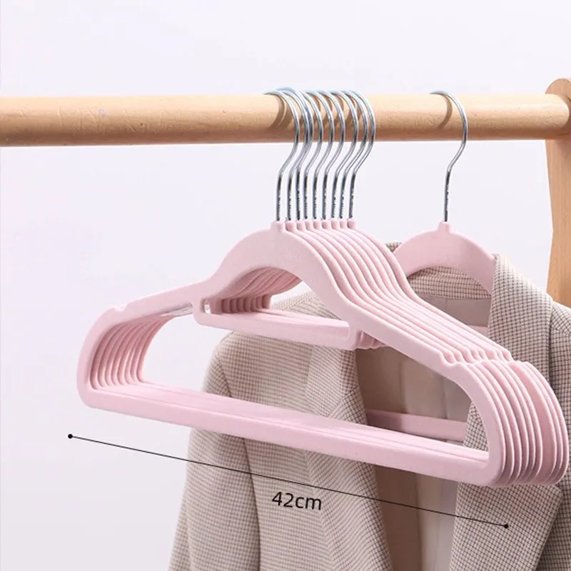 5pcs Thickened Non-trace Flocking Rack Household Dry and Wet Non-slip Rack Multi-functional Adult Plastic Clothes Hanging