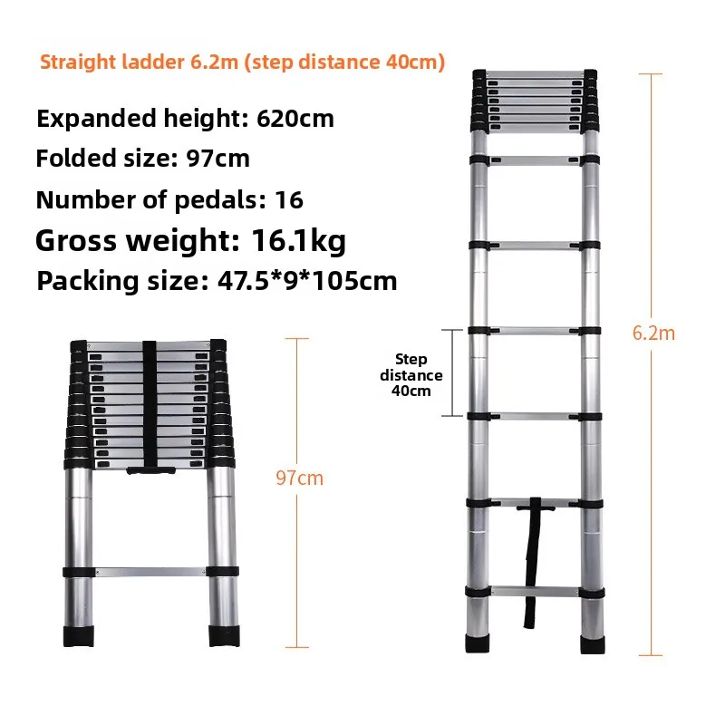 

Легкая стремянка, утолщенное домашнее украшение, телескопическая инженерная лестница из алюминиевого сплава, прямая лестница Прочная