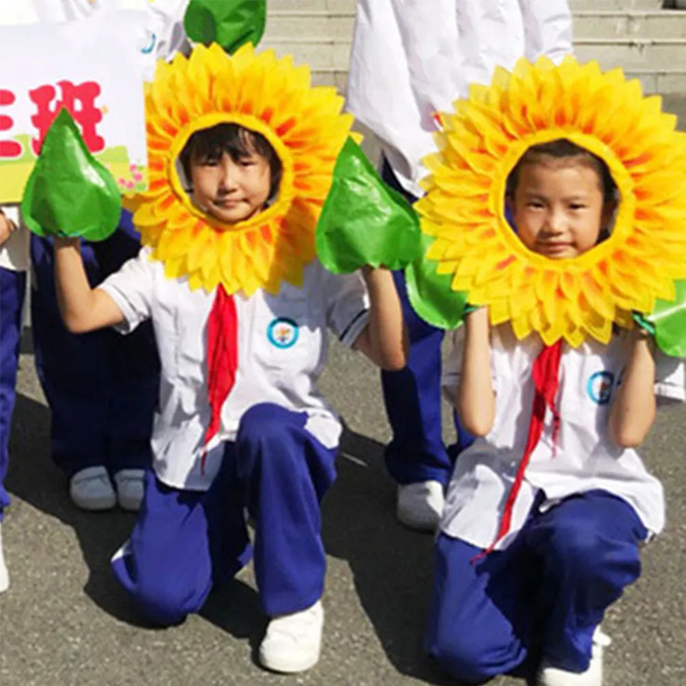 

1 комплект детских головных уборов в виде подсолнухов, очаровательный цветочный головной убор, мягкий дышащий материал для сценических выступлений, карнавалов и развлечений