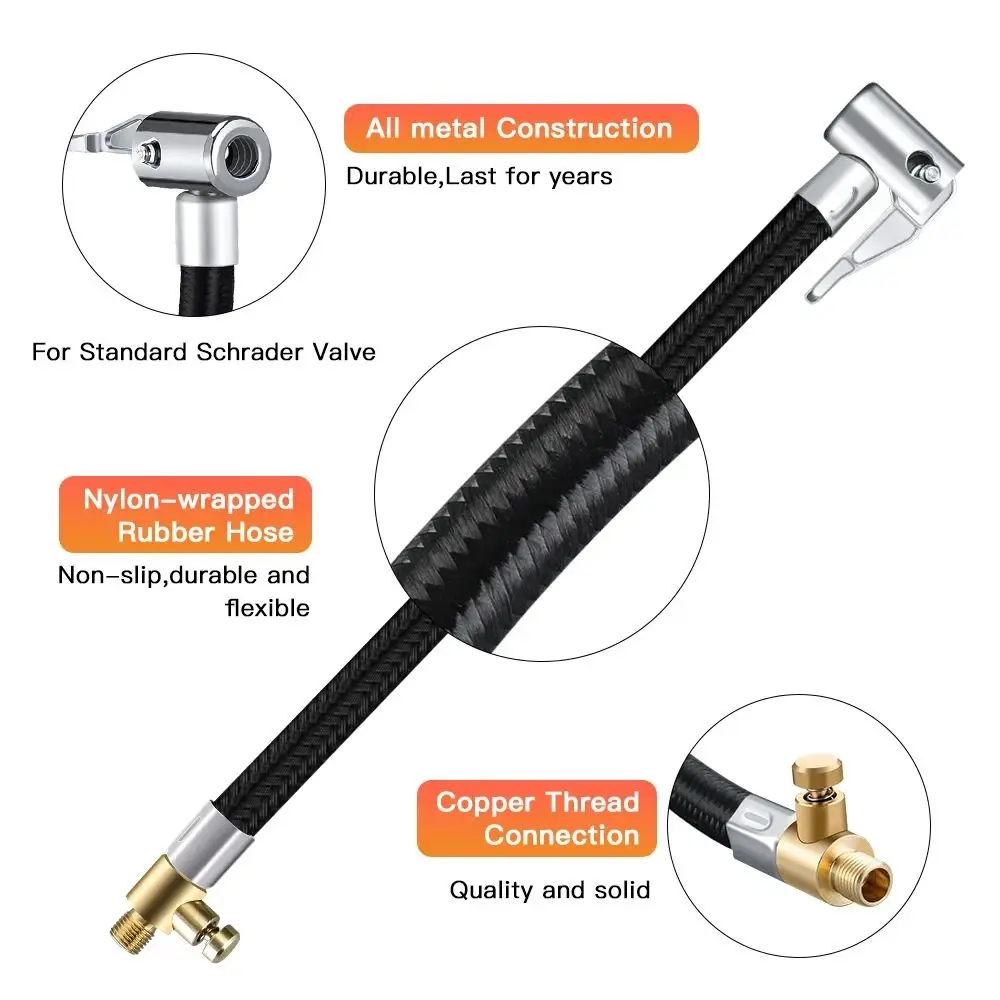 10 20 40 60cm Car Tire Inflator Hose Inflatable Air Pump Extension Tube Adapter Twist Tyre Connection Locking Air Chuck