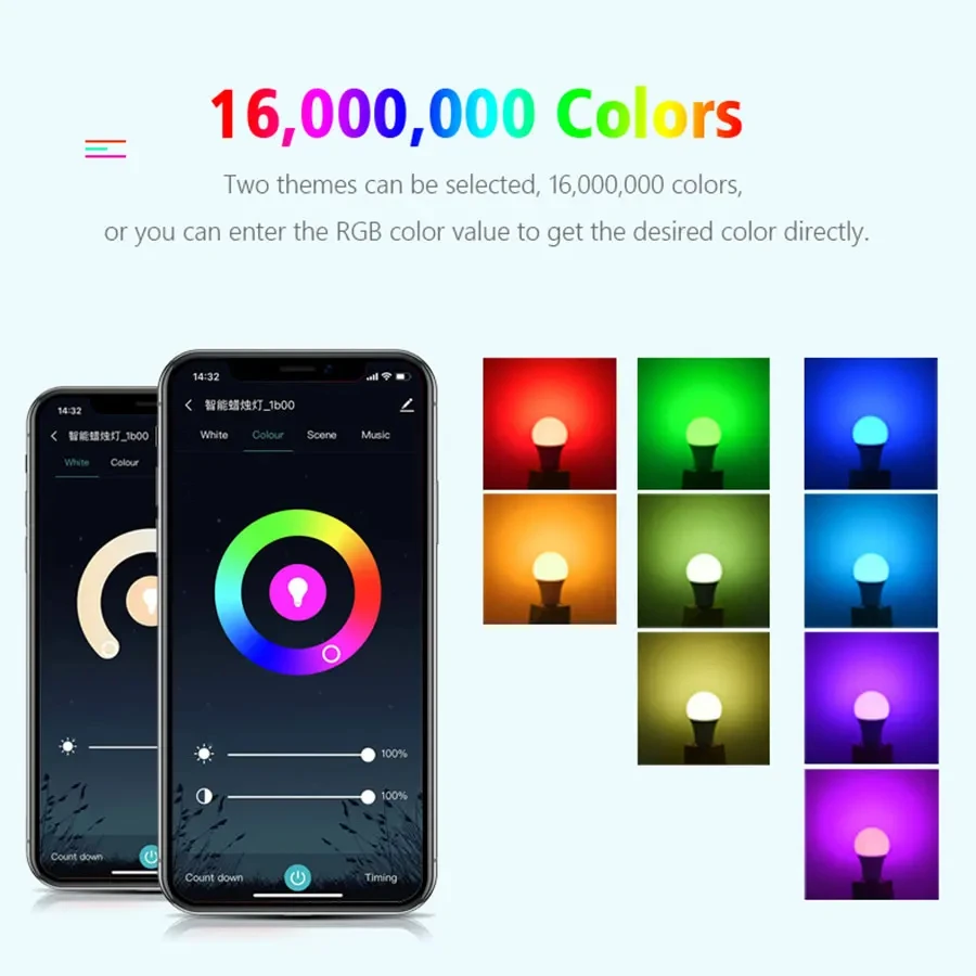 Tuya Smart WiFi LED Bulb E14 Candle Lamps 5W 7W 9W 220V Dimmable RGB Lamp APP Smart Voice Control Alexa Google Assistant Home