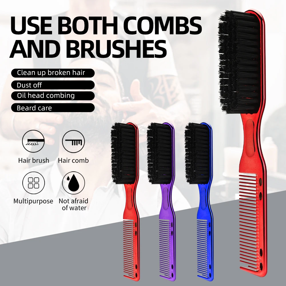 Cepillo de peine de peluquero de doble uso de 2 caras pequeño ergonómico para peinado, afeitado de barba, tallado de salón |   Herramientas de limpieza de plumero