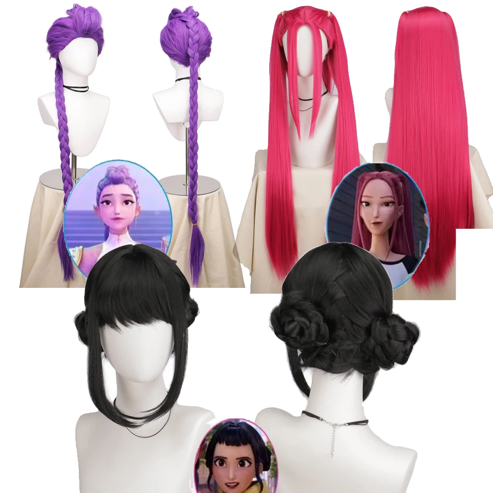 

Anime Rumi Mira Zoey Saja Boys Baby Cosplay Wigs KPop Demon Hunters Character Wigs Halloween Party Woman Costume Props
