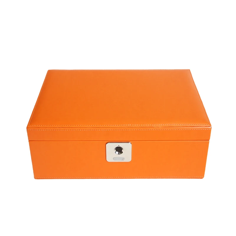 Luxury Jewelry Box with Fingerprint Lock Double Layer PU Leather Storage Organizer Soft Velvet Lining for Women