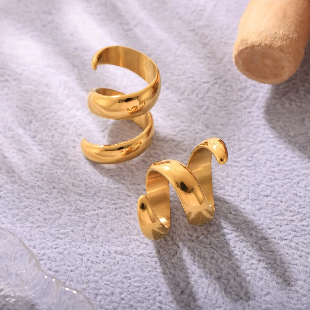 Unique Fashion Spiral Ring For Women Men 18K Gold Plated Waterproof Spring Shaped Women\'s Men\'s Couples Stainless Steel Rings