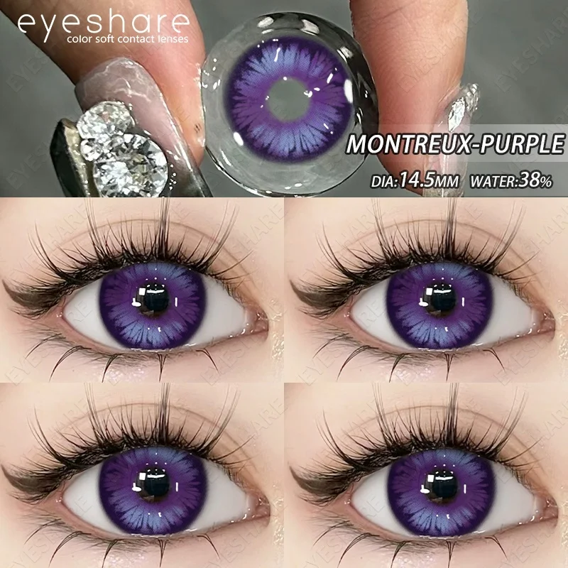 D'ORELLA 1 Paar koreanische hochwertige Linsen, farbige Kontaktlinsen für Augen, lila Augenlinsen, weiche farbige Kosmetik, rosa Linsen